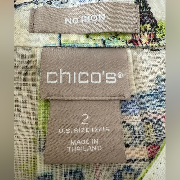 Chico’s 100% Linen Southern Charm No Iron Button Down Shirt. Size L / Chico’s 2 - Picture 3 of 11